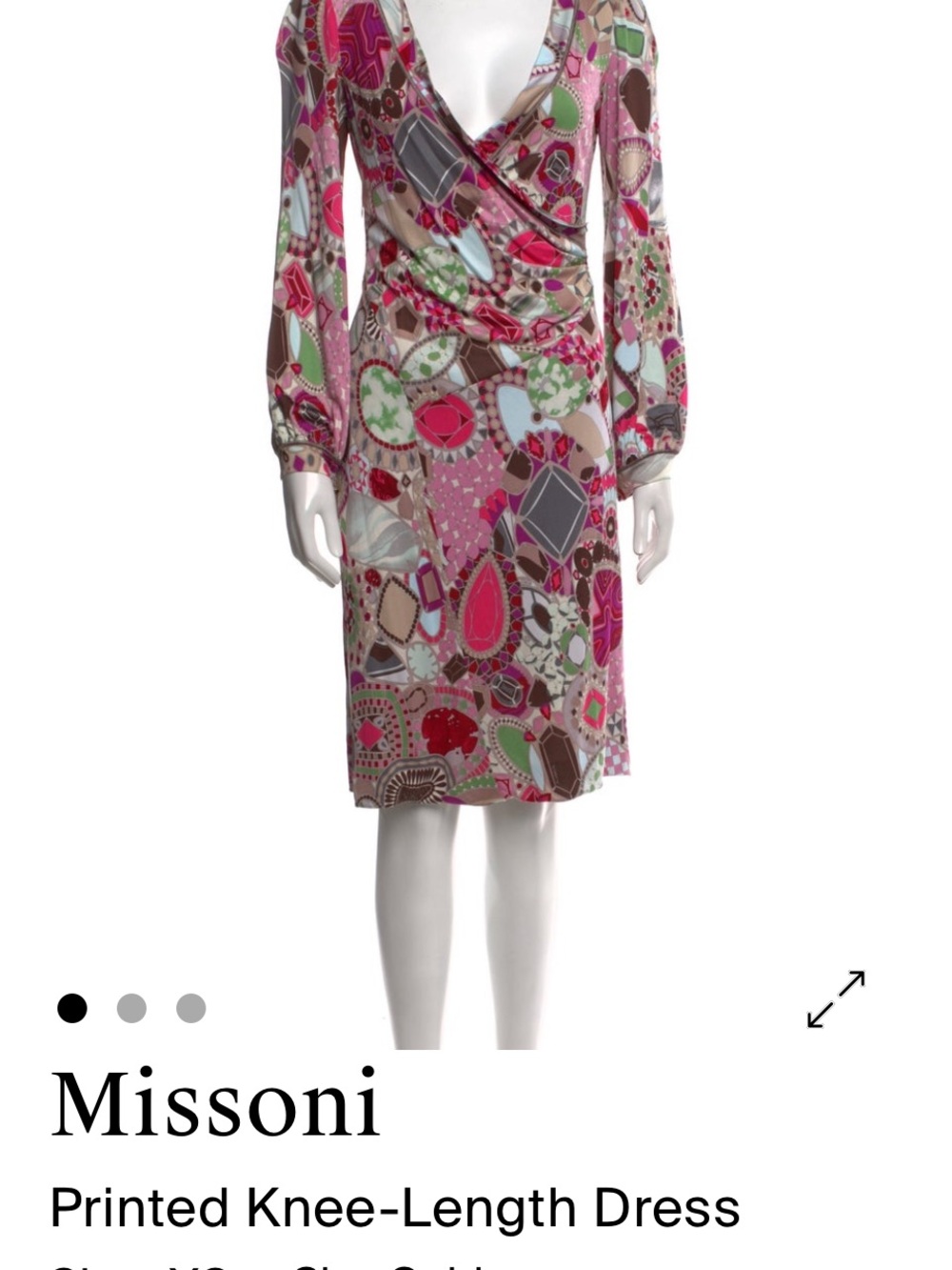 Missoni Pink, Brown & Green Geometric-Print Midi Dress Sz S